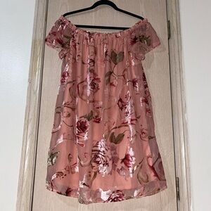 Xhilaration Pink Floral Off-Shoulder Dress